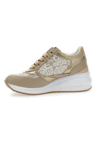 Beige Schnürschuhe mit Plateau und gestickten Verzierungen MARIELLA BURANI 51051