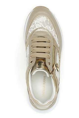 Beige Schnürschuhe mit Plateau und gestickten Verzierungen MARIELLA BURANI 51051