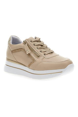 Beige Schnürschuhe mit seitlichem Reißverschluss MIO TEMPO H216364