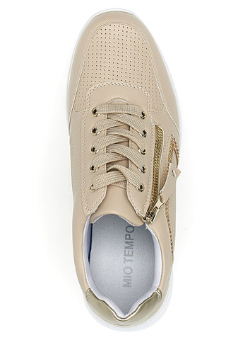 Beige Schnürschuhe mit seitlichem Reißverschluss MIO TEMPO H216364