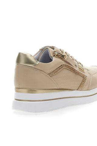 Beige Schnürschuhe mit seitlichem Reißverschluss MIO TEMPO H216364