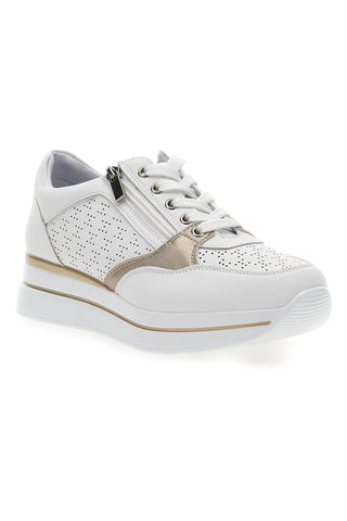 Weiße Schnürschuhe mit seitlichem Reißverschluss MIO TEMPO H216361