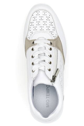 Weiße Schnürschuhe mit seitlichem Reißverschluss MIO TEMPO H216361