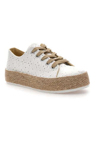 Sneakers bianche in crochet con suola in corda Energy E126