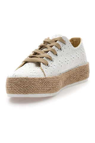 Sneakers bianche in crochet con suola in corda Energy E126