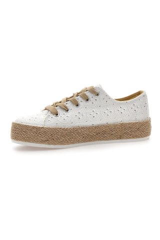 Sneakers bianche in crochet con suola in corda Energy E126