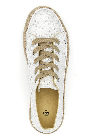 Sneakers bianche in crochet con suola in corda Energy E126