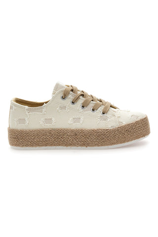 Sneakers bianche in tessuto con suola corda Energy E125