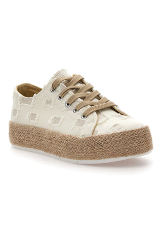Sneakers bianche in tessuto con suola corda Energy E125