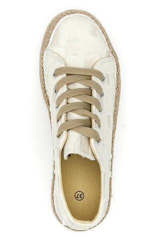 Sneakers bianche in tessuto con suola corda Energy E125