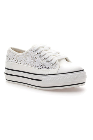 Sneakers bianche platform con dettagli a contrasto Energy E108