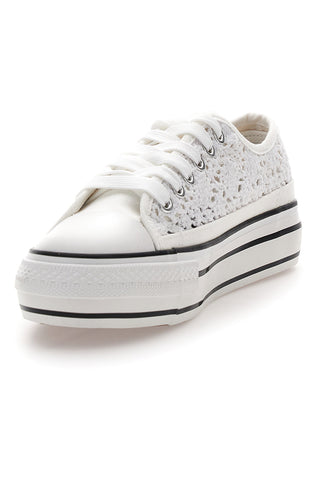 Sneakers bianche platform con dettagli a contrasto Energy E108