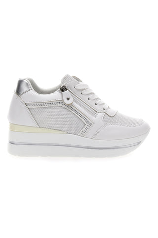 Sneakers Bianche con Zeppa e Cerniera Laterale ENERGY E45