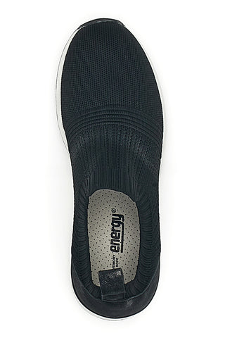 ENERGY E20 Schwarze Canvas-Loafer mit Keilabsatz