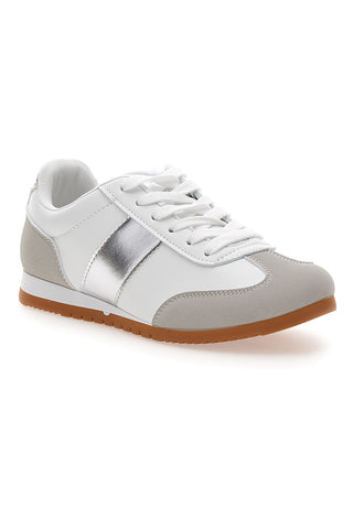 Sneakers Bianche con Banda Laterale Argento TALEMI 24250