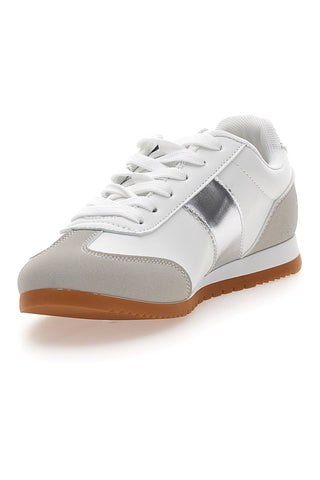 Sneakers Bianche con Banda Laterale Argento TALEMI 24250