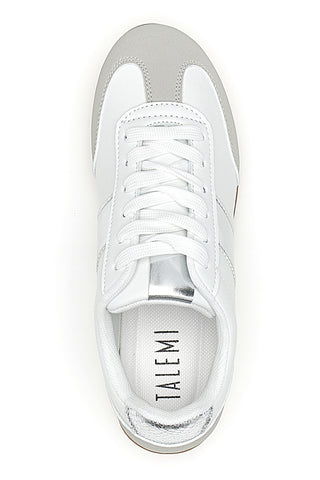 Sneakers Bianche con Banda Laterale Argento TALEMI 24250
