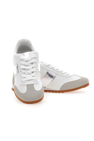 Sneakers Bianche con Banda Laterale Argento TALEMI 24250