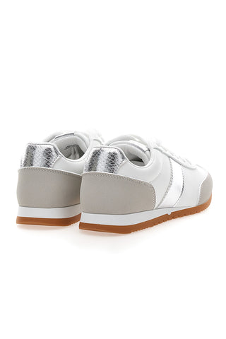 Sneakers Bianche con Banda Laterale Argento TALEMI 24250