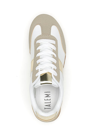 Sneakers Bianche e Beige con Banda Laterale Oro TALEMI 24250