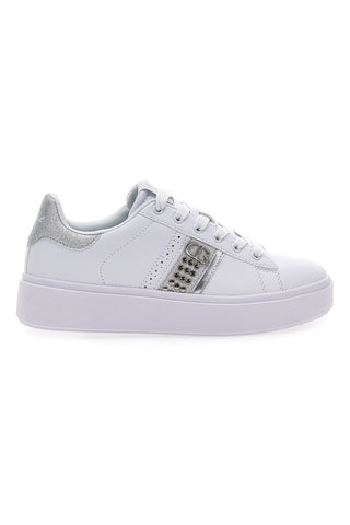 Weiße Sneakers mit silbernen Details COTTON BELT ANNUNZIATA LTH