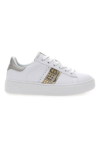 Weiße Sneakers mit goldenen Details COTTON BELT ANNUNZIATA LTH