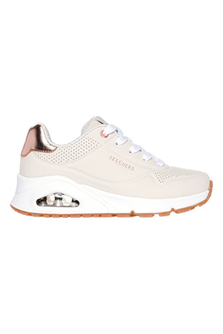 Sneakers beige con dettagli rose gold e suola Air Skechers Uno Gen1 Shimmer Away