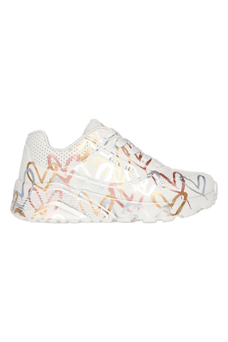 Sneakers bianco naturale con cuori metallici Skechers Uno Lite Metallic Love