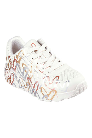 Sneakers bianco naturale con cuori metallici Skechers Uno Lite Metallic Love