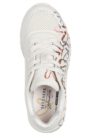 Sneakers bianco naturale con cuori metallici Skechers Uno Lite Metallic Love