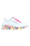 Sneakers bianche con cuori colorati Skechers Uno Lite