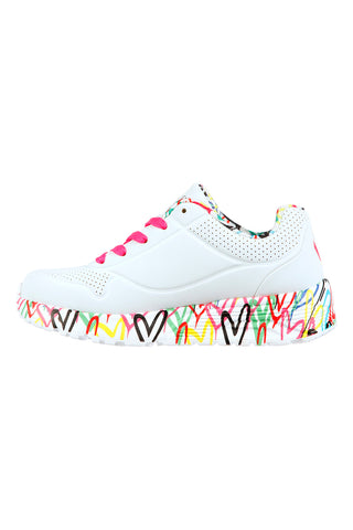 Sneakers bianche con cuori colorati Skechers Uno Lite