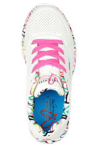 Sneakers bianche con cuori colorati Skechers Uno Lite