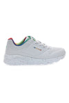 Weiße Sneakers mit Regenbogen-Sprenkelsohle Skechers Uno Lite Rainbow Speckle