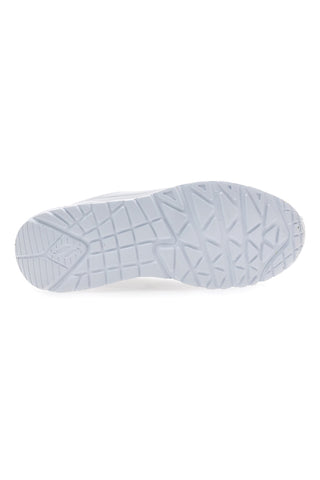Weiße Sneakers mit Regenbogen-Sprenkelsohle Skechers Uno Lite Rainbow Speckle