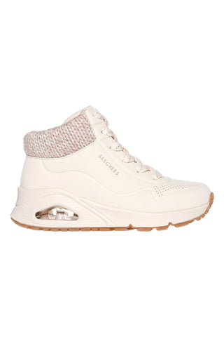 Sneakers bianche alte con collo in maglia Skechers Uno Gen1 Darling Daze