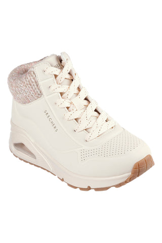 Sneakers bianche alte con collo in maglia Skechers Uno Gen1 Darling Daze