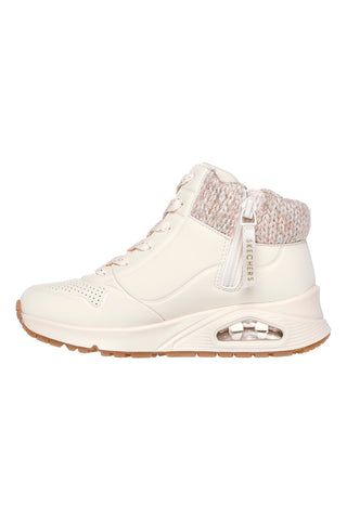 Sneakers bianche alte con collo in maglia Skechers Uno Gen1 Darling Daze