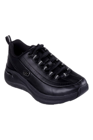 Skechers ARCH FIT 2.0 STAR BOUND Schwarze Lederschuhe mit Fußgewölbeunterstützung