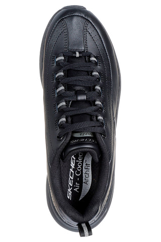 Skechers ARCH FIT 2.0 STAR BOUND Schwarze Lederschuhe mit Fußgewölbeunterstützung
