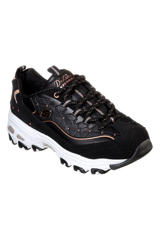 Scarpe nere chunky con borchie e Memory Foam Skechers D'Lites Glamour Feels