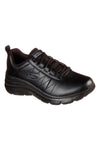 Schwarze Leder-Sneaker mit Memory Foam Skechers Fashion Fit Effortless