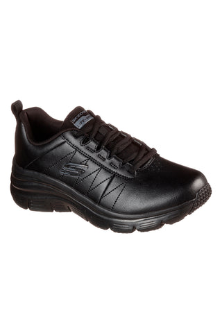 Schwarze Leder-Sneaker mit Memory Foam Skechers Fashion Fit Effortless