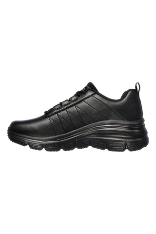 Schwarze Leder-Sneaker mit Memory Foam Skechers Fashion Fit Effortless