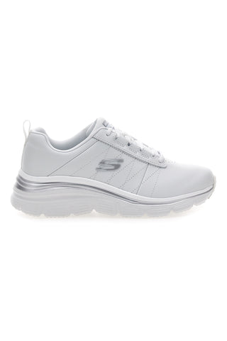 Sneakers bianche in pelle con Memory Foam Skechers Fashion Fit Effortless