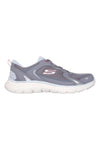 Skechers Flex Appeal 5.0 Retro Rush – staubgraue Mesh-Sneaker mit Memory-Schaum
