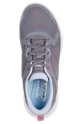 Skechers Flex Appeal 5.0 Retro Rush – staubgraue Mesh-Sneaker mit Memory-Schaum