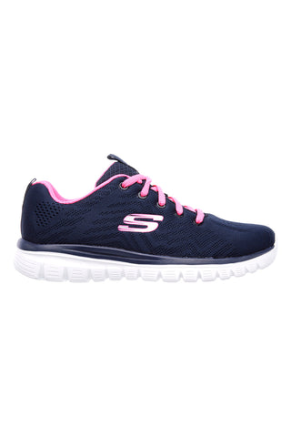 Sneakers blu con dettagli rosa in mesh e Memory Foam Skechers Graceful Get Connected