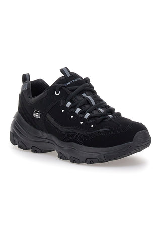 Schwarze Sneakers aus Leder und Mesh mit Skechers I-Conik Memory Foam