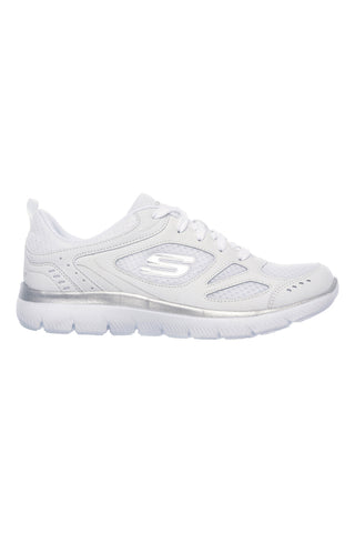 Weiße Sneakers aus Leder und Mesh mit Memory Foam Skechers Summits Suited